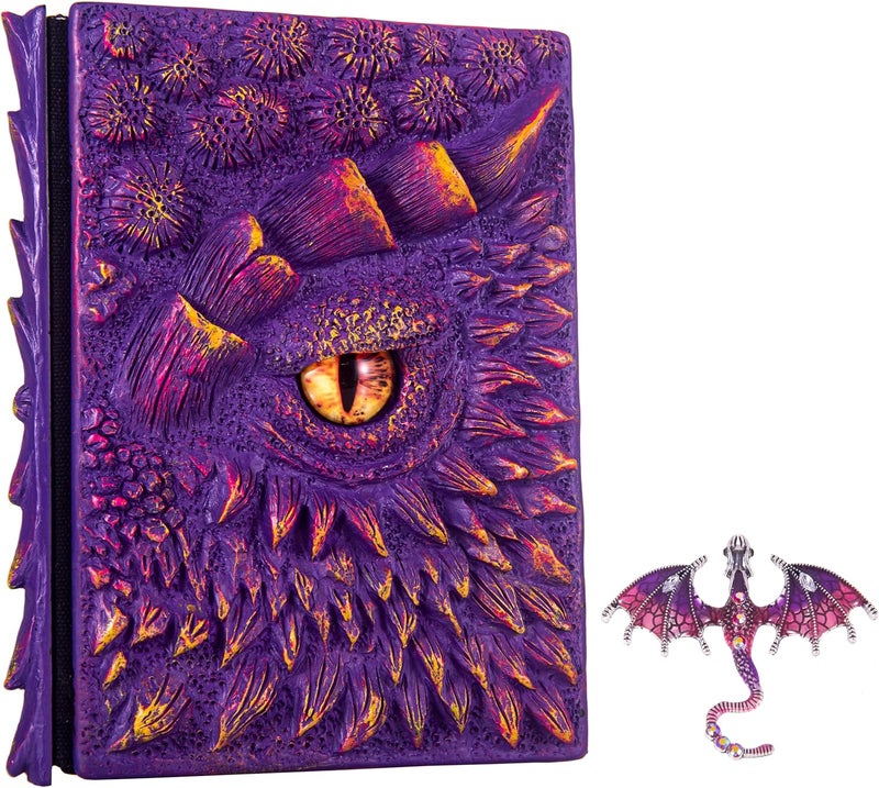 LZlightactor 3D Dragon Eye Embossed Journal,Resin Engraving Notebook,Dnd notebook for Dragon Lovers ，Blank Paper,Hardcover Travel Notepad for Writing,Sketchbook,Collection,Gift,Decoration A4 and A5 Size (A5-Purple - Image 1